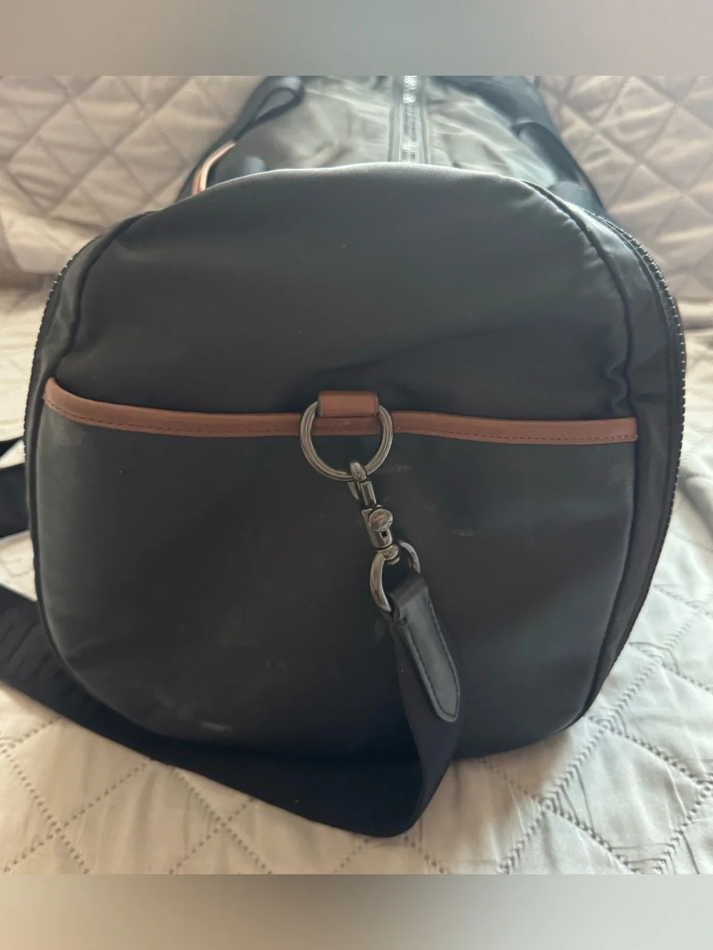 COACH Max 2way Gym Bag Boston Bag Duffle Bag Nylon Leather Black Large Capacity
